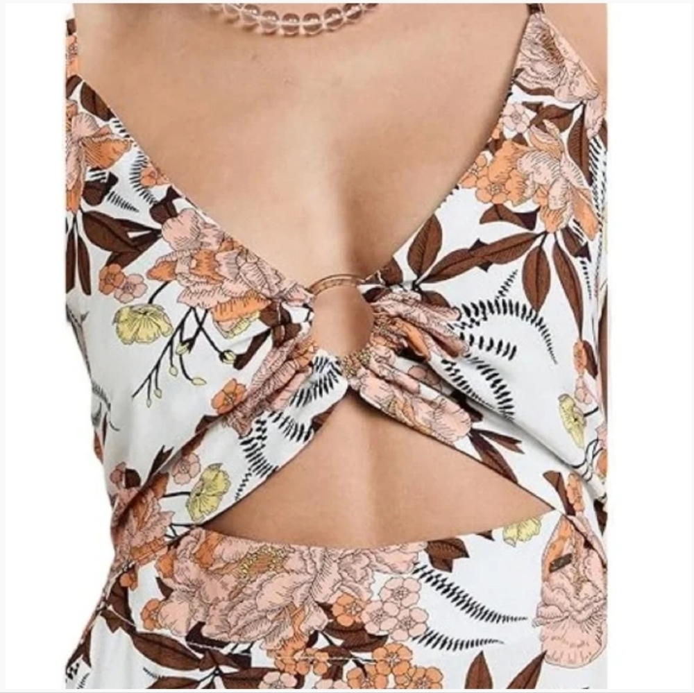 MAAJI CREMON AURORA TROPICAL FLORAL MAXI DRESS FRONT OPENING SIZE LARGE - Picture 2 of 16